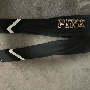 Black Leggings with Pink glitter gold